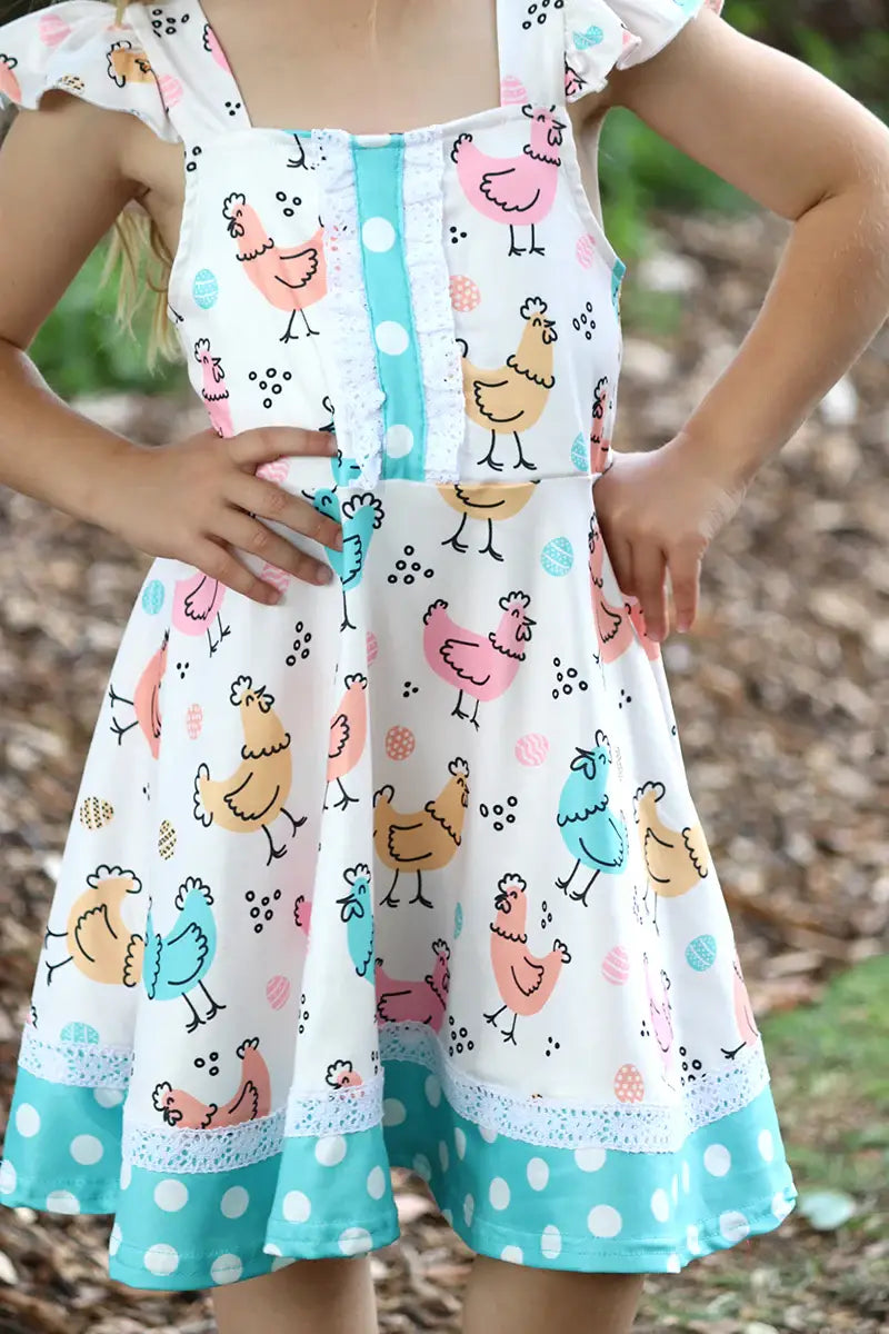 MULTI COLOR CHICKEN PRINTED DRESS. DRG25133076 wen