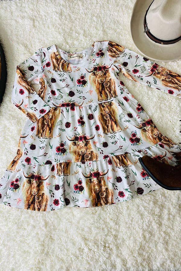 Cow & flower printed  dress