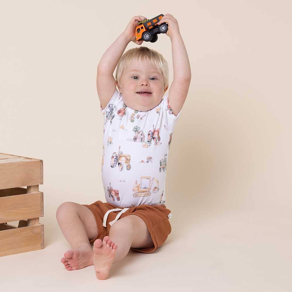 Diggers & Tractors Short Sleeve Organic Bodysuit