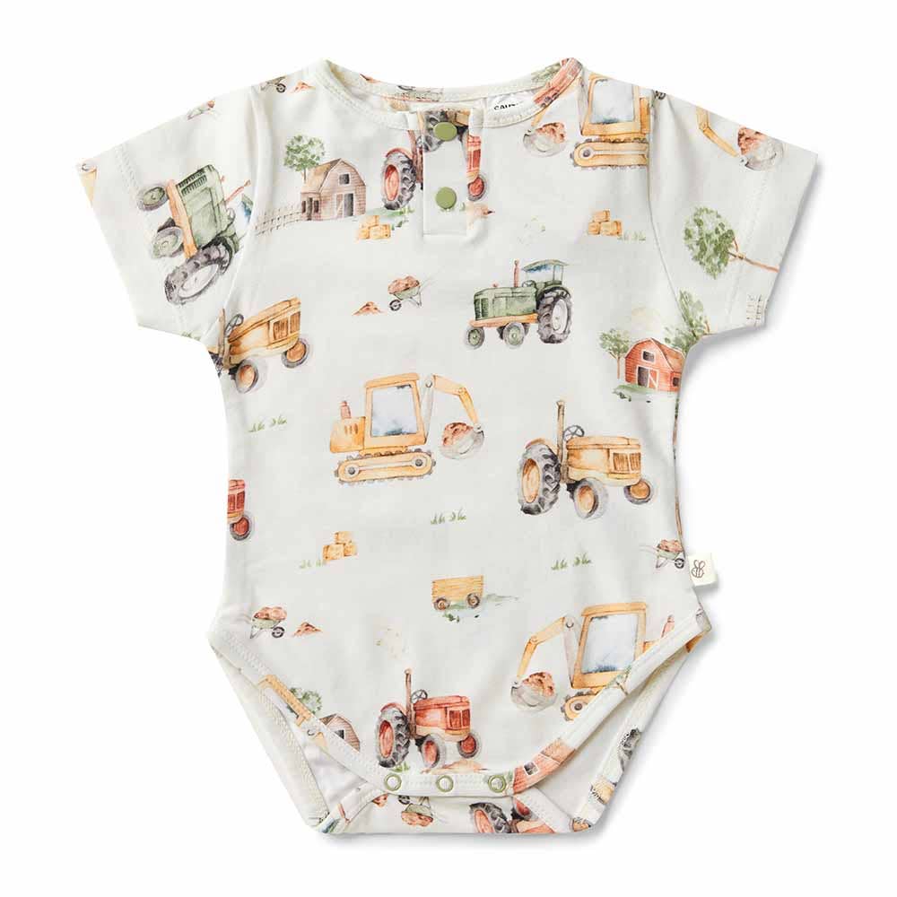 Diggers & Tractors Short Sleeve Organic Bodysuit