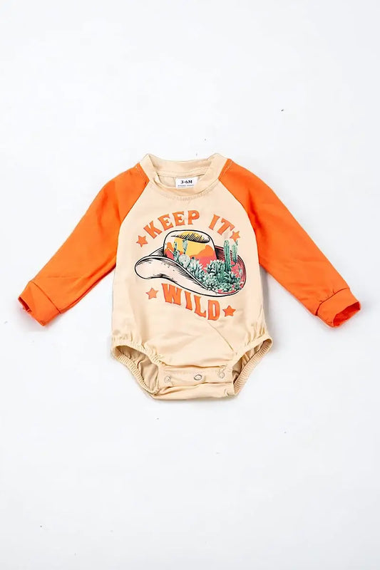 KEEP IT WILD" GRAPHIC PRINTED INFANT ONESIE W/ SNAPS.