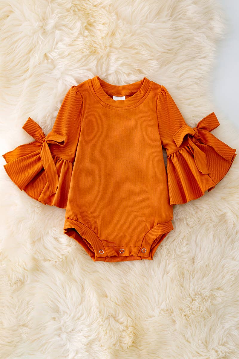 BURNT ORANGE Bell SLEEVE BABY ONESIE W/SNAPS