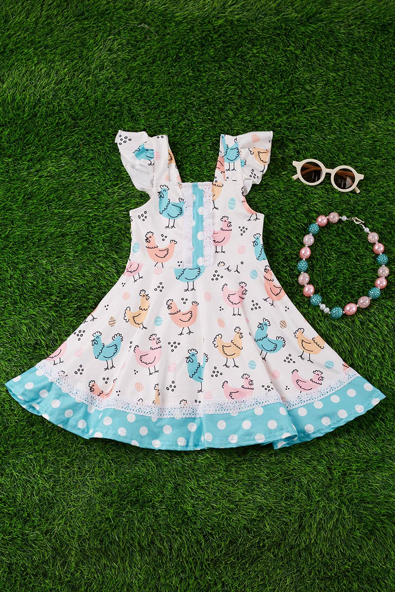 MULTI COLOR CHICKEN PRINTED DRESS. DRG25133076 wen