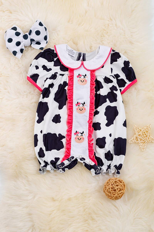 COW PRINTED BUBBLE BABY ROMPER . RPG15134015 LOI