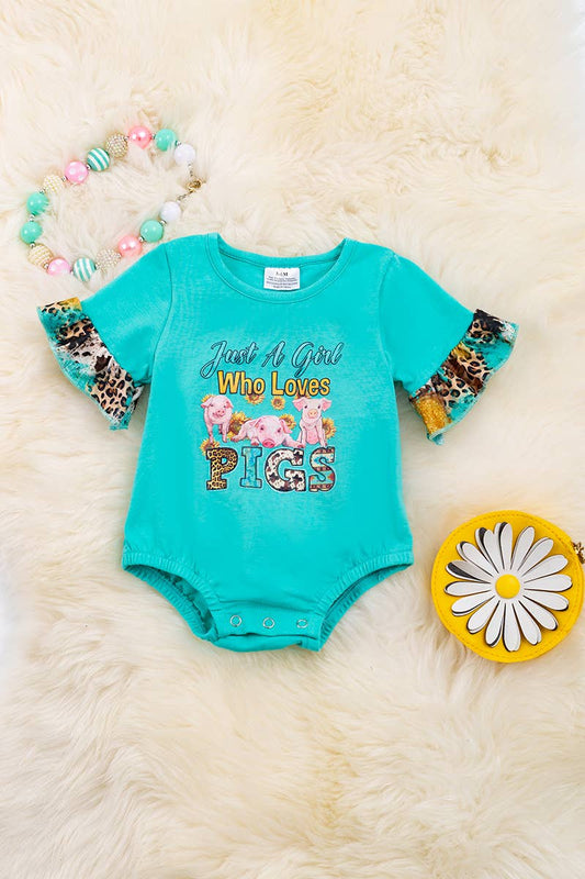 "JUST A GIRL WHO LOVES.." AQUA BABY ONESIE. RPG25144013 AMY